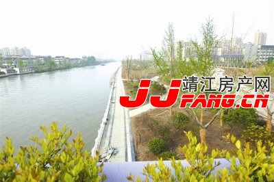 靖江十圩港西侧景观带变宽(图1)